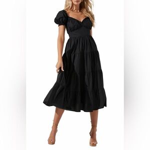 ASTR THE LABEL BLACK MIDI DRESS
